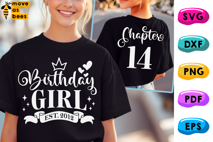 14th Birthday Girl Svg, Png, Est 2012 Chapter 14 Girl Shirt