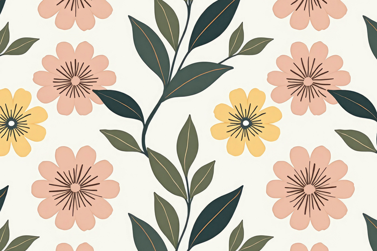 Floral With Leaves Pattern Background