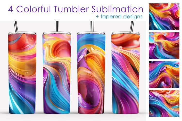 Tumbler Skinny Sublimation. Colorful Liquid Paints Tumbler