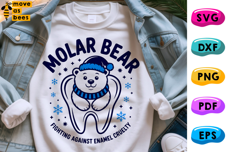Molar Bear Fighting Against Enamel Cruelty Svg, Christmas