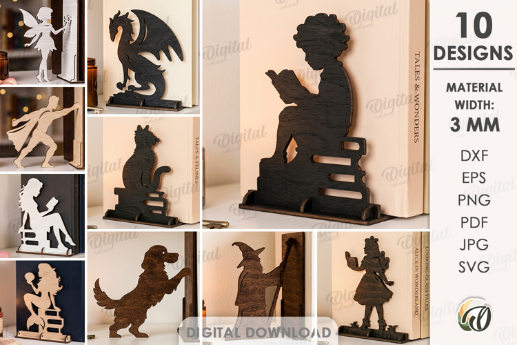 Book Stoppers Bundle Laser Cut. Bookshelf Decor SVG