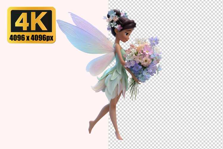 Fairy with Iridescent Wings Transparent PNG