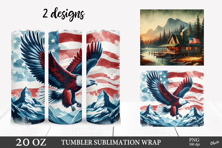 4th Of July Vintage Tumbler Wrap. American Eagle PNG