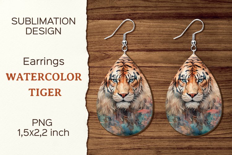 Wild Tiger Earring Teardrop | Sublimation Design