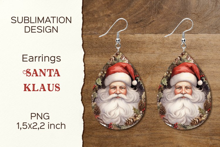 Christmas Santa Klaus| Earring Teardrop | Sublimation Design