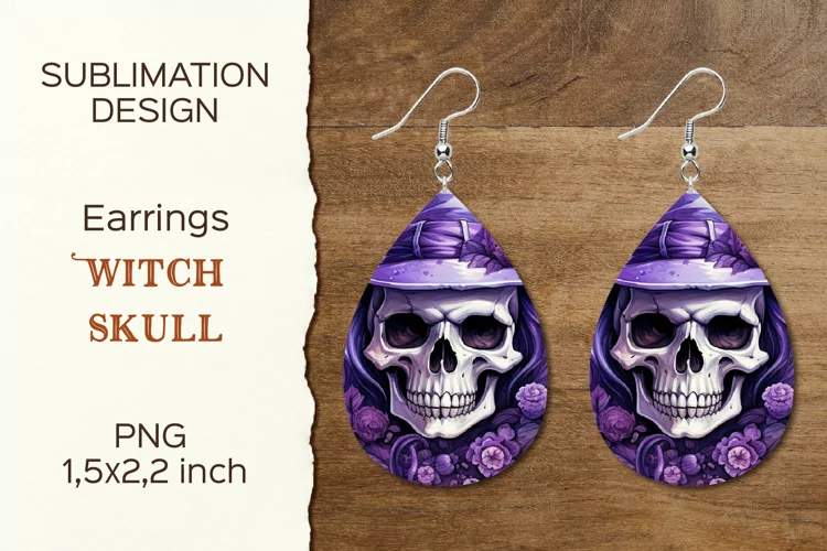 Halloween Skull | Earring Teardrop | Sublimation Design