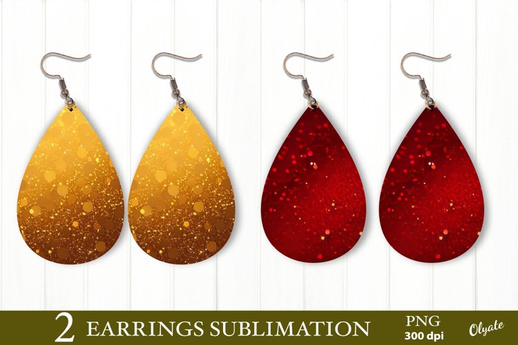 Christmas Teardrop Earring Sublimation PNG. Sequins Earring
