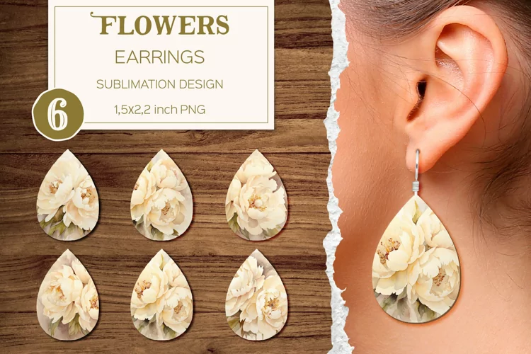 Flowers Earring Teardrop | 6 Sublimation Design