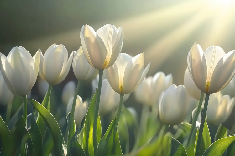 White Tulips Background Wallpaper