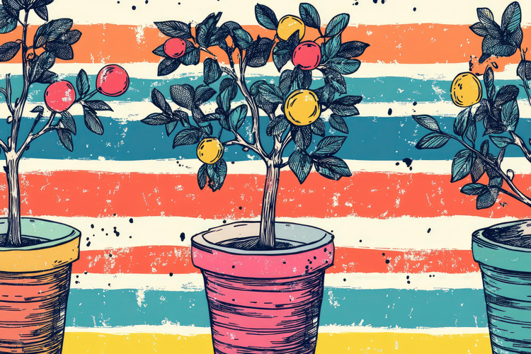 Plant Pot with Colorful Background Wallpaper