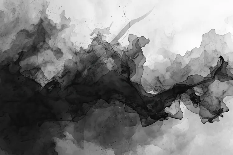 Abstract Black and White Ink Wash Texture