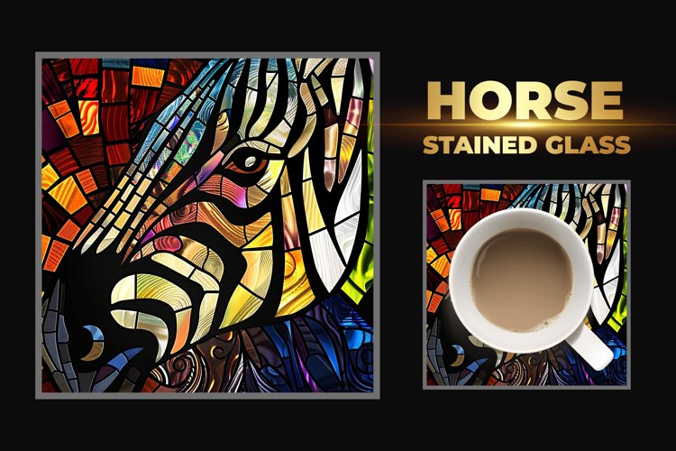 Horse Stained Glass Square Coaster example image 1