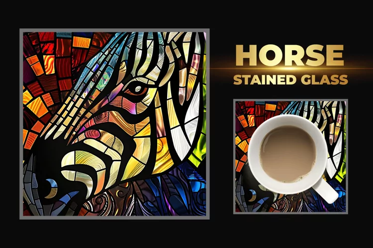 Horse Stained Glass Square Coaster