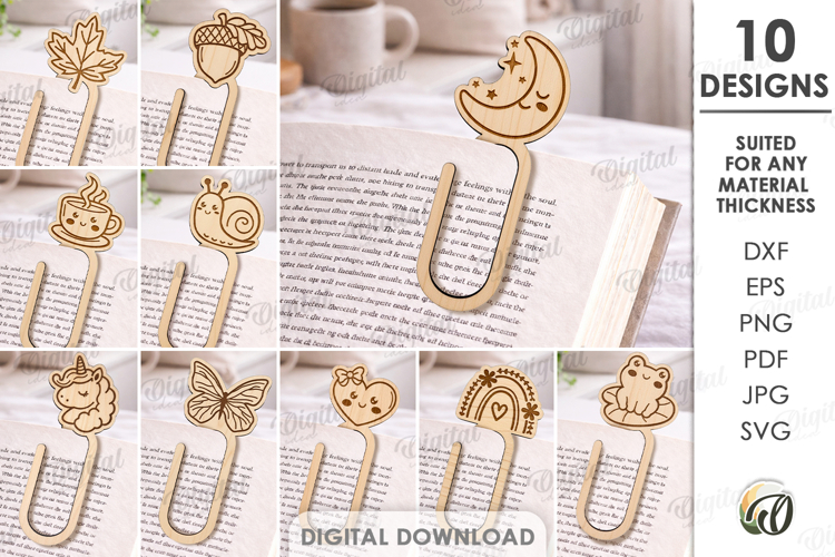Decorative Bookmarks Bundle Lasercut.Paper Clip Bookmark SVG