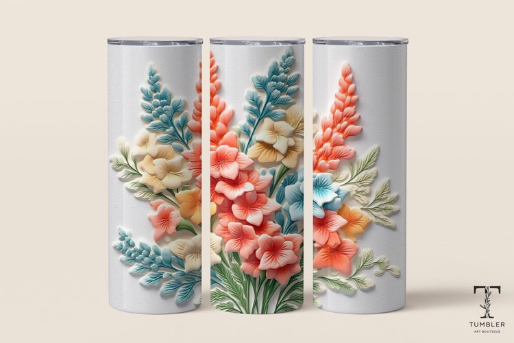 3D Pink Yellow Wildflowers 20oz Sublimation Tumbler Wrap