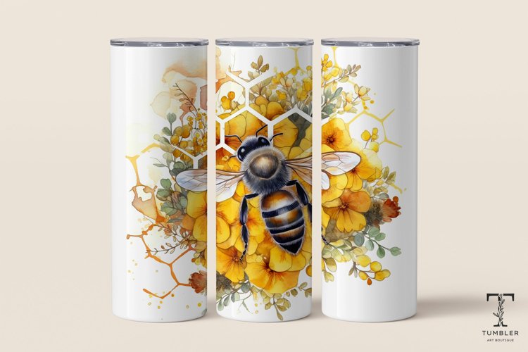 Watercolor Honeycomb Bee 20oz Sublimation Tumbler Wrap