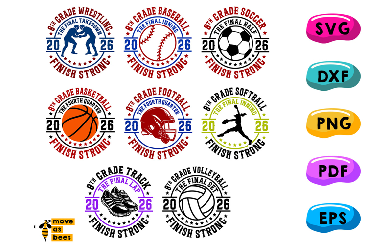 8th Grade Sports Bundle Svg, Png, 8th Grade Night 2026 Svg