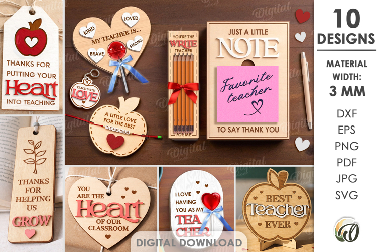 Valentine Teacher Appreciation Bundle Laser Cut. Gift SVG