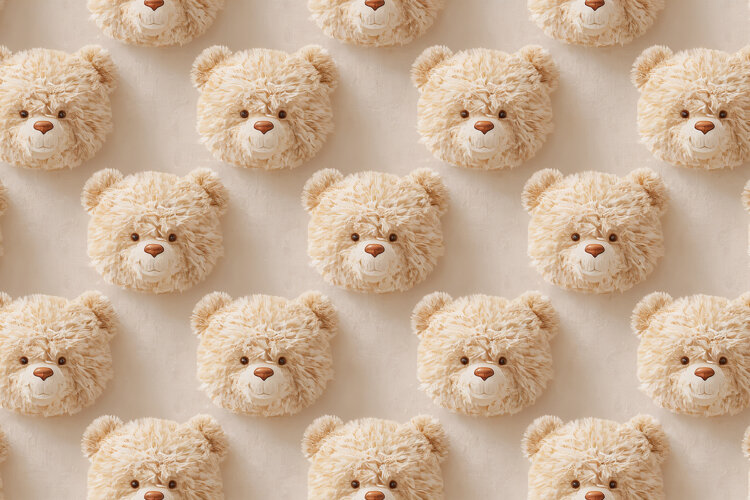 Fluffy Beige Bear Faces Pattern example image 1