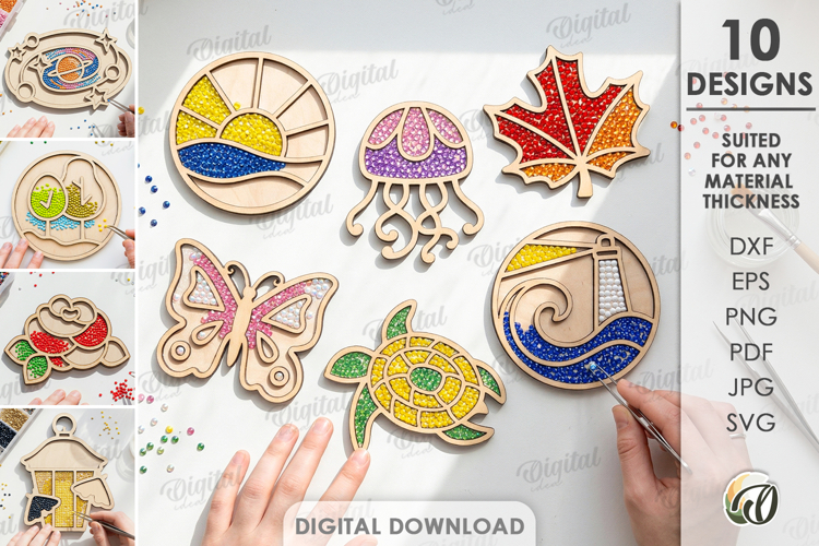Diamond Mosaics Bases Bundle Laser Cut. Diamond Blank SVG