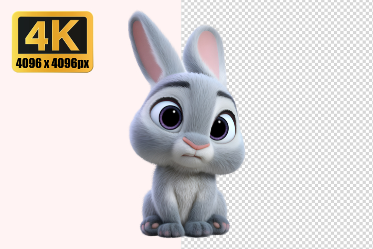 Sad Fluffy Gray Bunny Transparent PNG