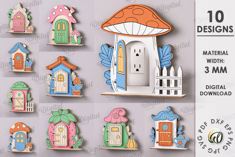Fantasy doors for sockets Bundle Laser Cut. Home Decor SVG