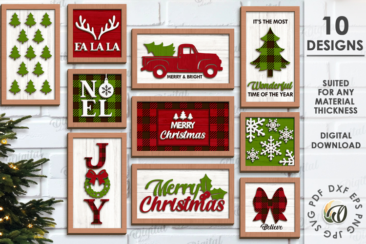 Christmas Wall Arts Bundle Laser Cut. Christmas Decor SVG