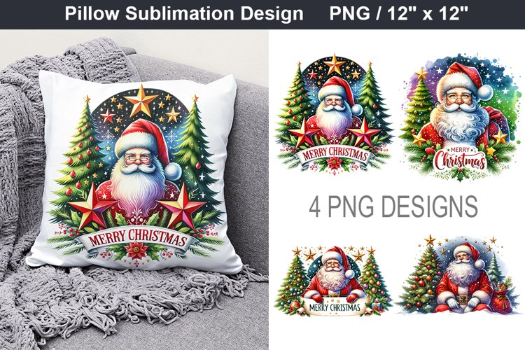 Merry Christmas - Christmas Santa pillow Sublimation Design