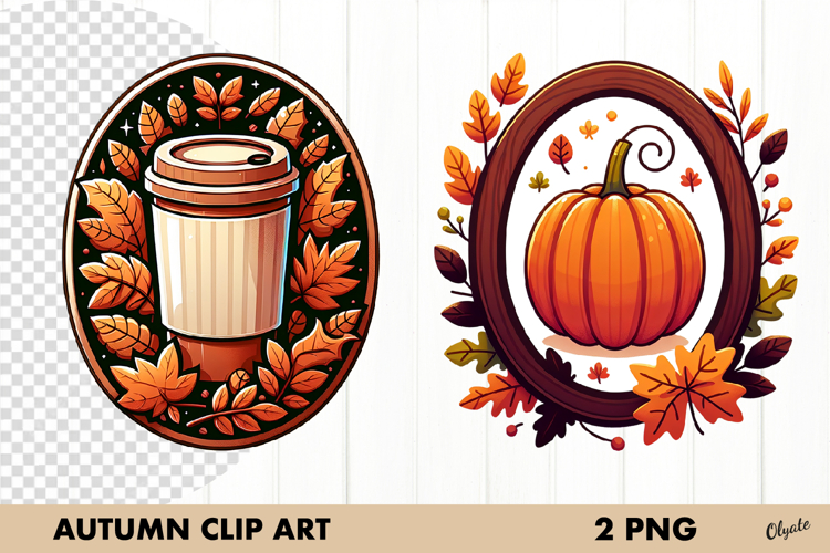 Cute Fall Clipart. Fall Frame Sublimation