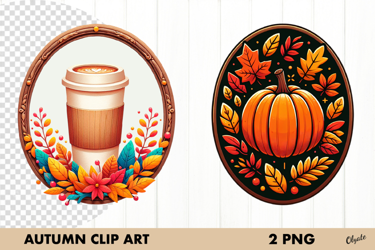 Cute Fall Clipart PNG. Fall Frame Sublimation PNG