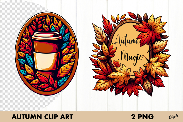 Cute Fall Clipart PNG. Fall Frame Sublimation PNG