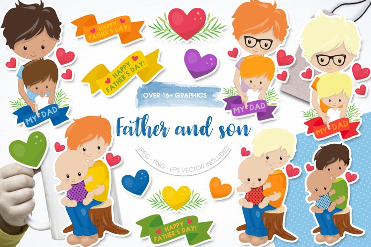 Father and Son graphics | illustrations example image 1
