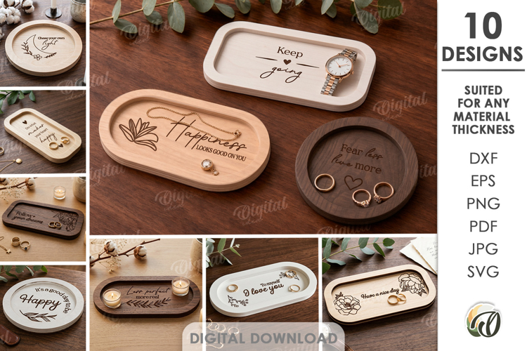3D Serving Tray Boards Bundle Laser Cut. Catchall Tray SVG