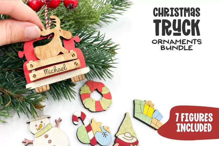 Christmas Truck Ornaments Laser Cut Bundle