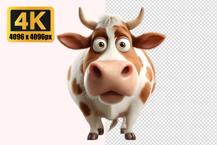 Cow with a White and Brown Spotted Coat Transparent PNG