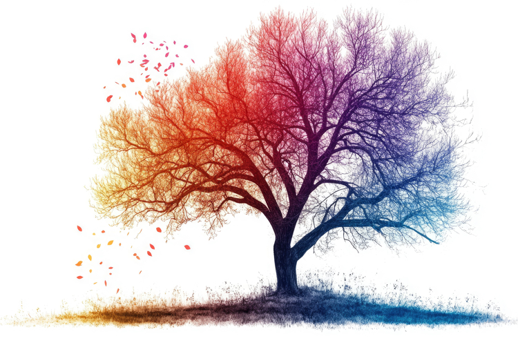 Colorful Tree with White Background Wallpaper