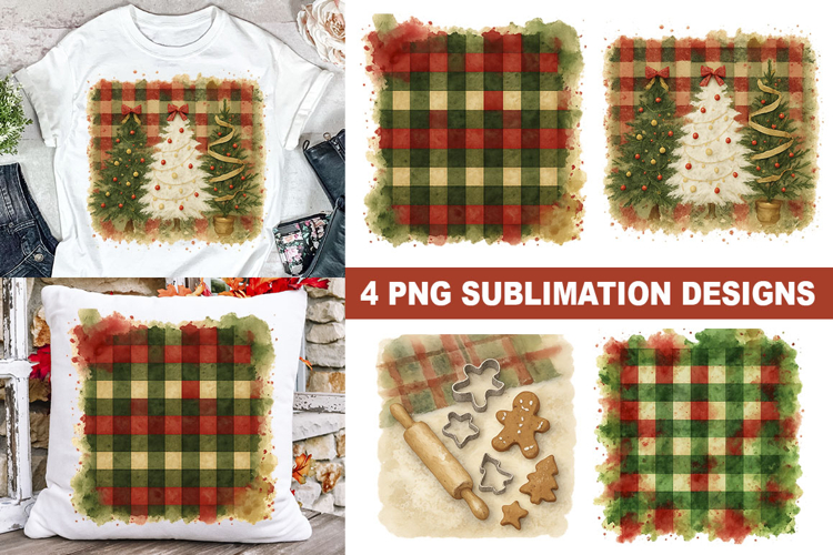 Christmas Plaid Sublimation | 4 PNG Designs