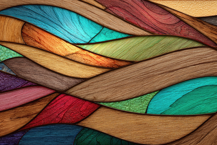 Colorful Abstract Stained Glass Waves Background Wallpaper