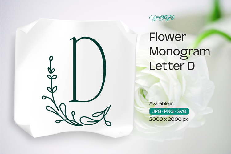 Thyme Leaf Flower Monogram D