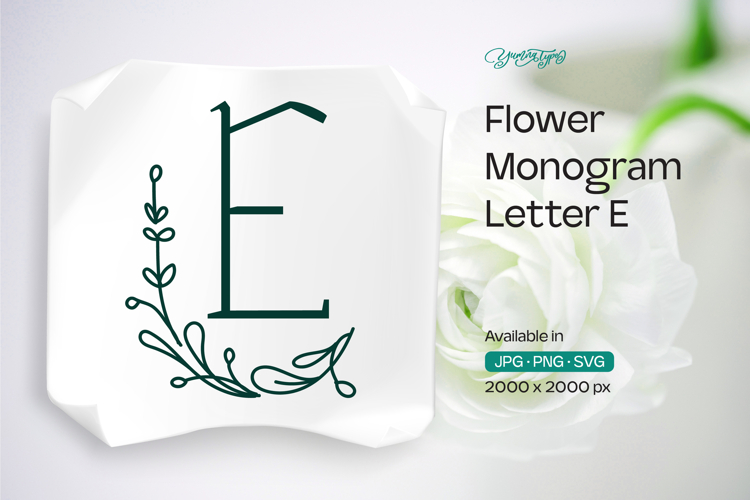 Thyme Leaf Flower Monogram E