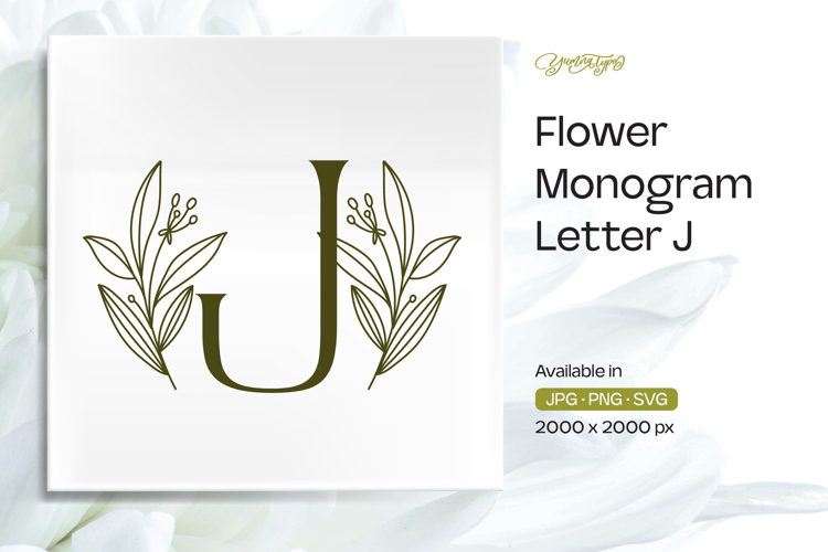 Olive Flower Monogram J