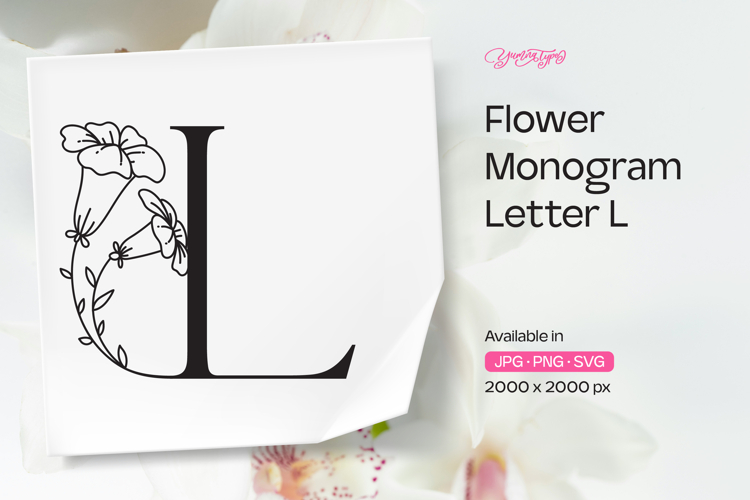 Morning Glory Flower Monogram Letter L