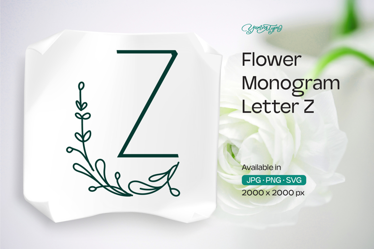 Thyme Leaf Flower Monogram Z