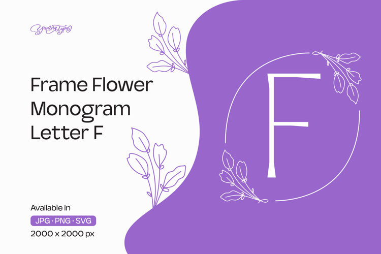 Flower Frame Monogram Letter F