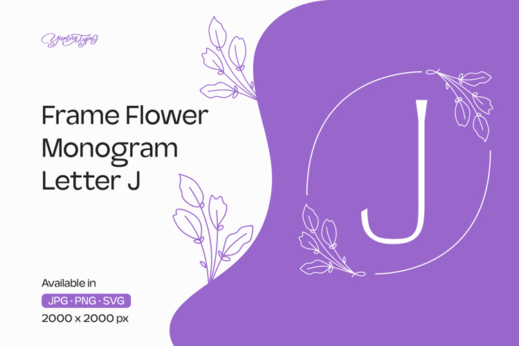 Flower Frame Monogram Letter J
