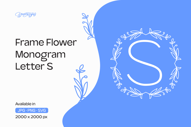 Lavender Stem Flower Frame Monogram S