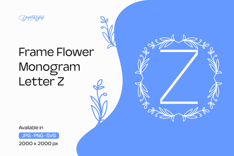 Lavender Stem Flower Frame Monogram Z