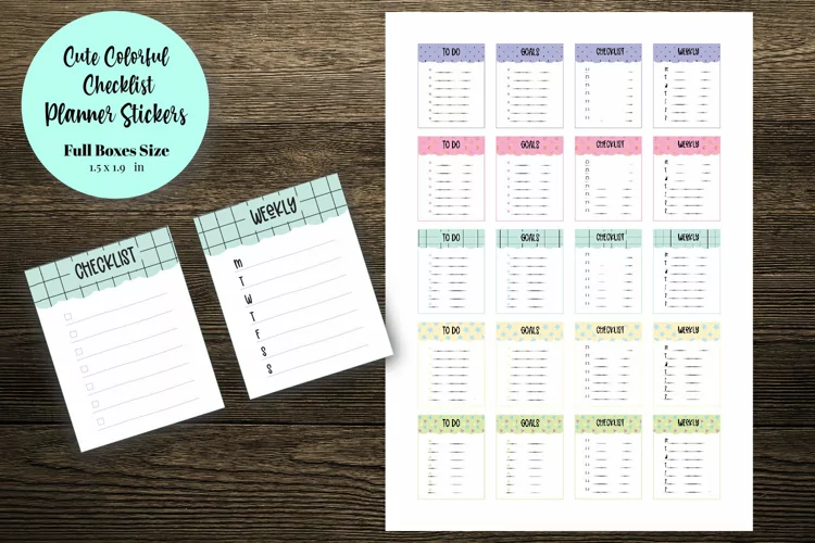 Cute Colorful Checklist Full Boxes Planner Stickers