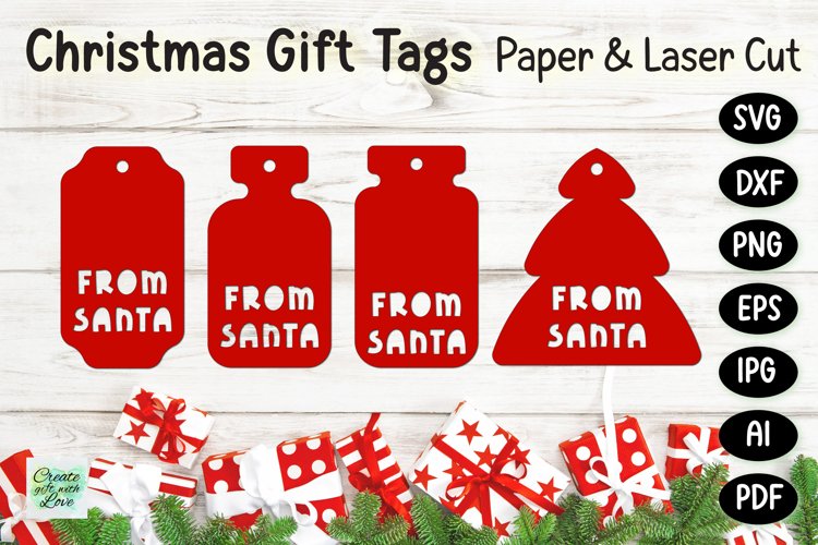 Christmas Gift Tags svg | Labels SVG | Paper Cut | Cricut example image 1