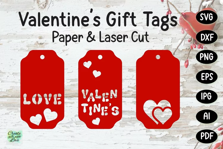 Valentine's Gift Tags | Labels SVG | Paper Cut | Laser Cut